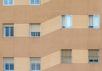 Detail of a yellow building in Tarifa, Spain