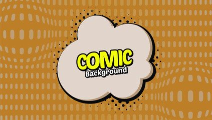 Retro comic background halftone dots, with cloud cartoon pop art style. Vector illustration on Trendy Color