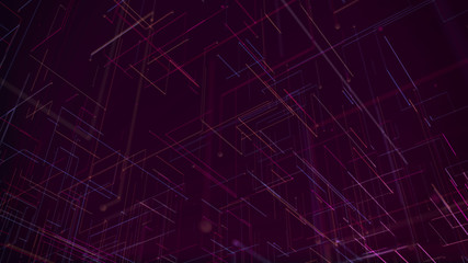 Network technology concept abstrack background. Red and magenta Square lines in a dark background.
