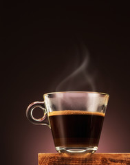 Cup expresso coffee with steam 