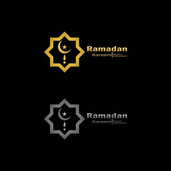 Ramadan kareem  luxurious crescents and star with gold and silver color. Template islamic ornate greeting card vector. For Web banner, greeting card, Poster & Promotion template