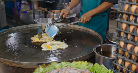 Fried egg noodles in thailand street market