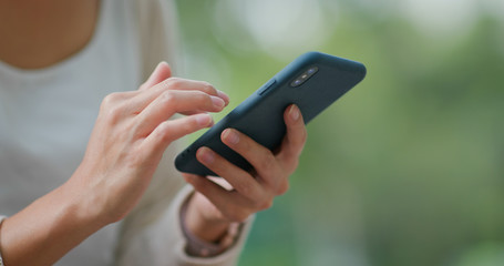 Close up of using mobile phone