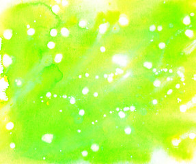Abstract green background with white spots. watercolor illustration
