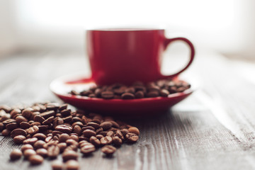 lyric mood morning - cup of coffee with beans