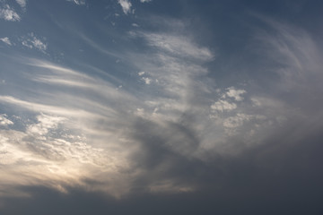 Sunset blue sky cirrus cloud landscape