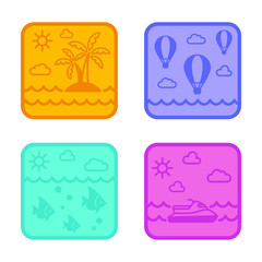 Set of beach icons. Vector illustration