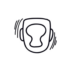 boxing helmet doodle icon, vector illustration