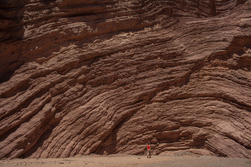 Cafayate, province of Salta, Argentina. Arid and dry rocky landscape of red earth.