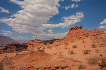 Cafayate, province of Salta, Argentina. Arid and dry rocky landscape of red earth.