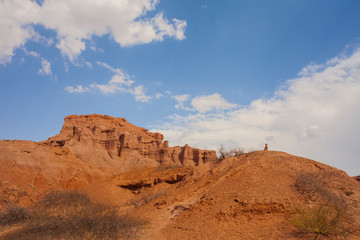 Fototapeta na wymiar Cafayate, province of Salta, Argentina. Arid and dry rocky landscape of red earth.