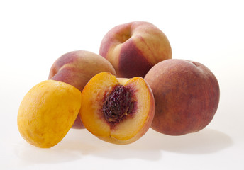 Peaches on a white background.