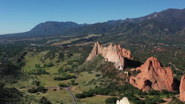 Cheyenne Mountain with limestone and sandstone outcroppings, Colorado Springs, Colorado, USA
