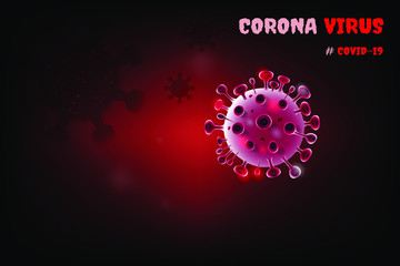 Image of COVID-19 virus cell under the microscope on the blood. Coronavirus outbreak influenza background. Pandemic medical health risk concept with disease cell.