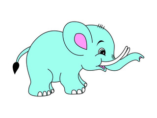 Vector illustration of baby elephant cartoon,Very Cute baby elephant standing.Outlined for coloring baby elephant vector image.