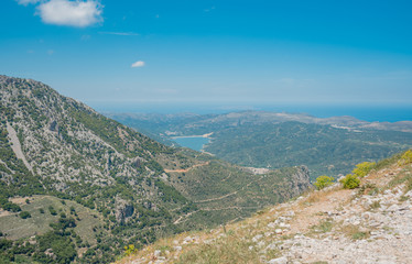 mountain view of the sea and lake