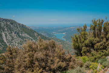 mountain view of the sea and lake