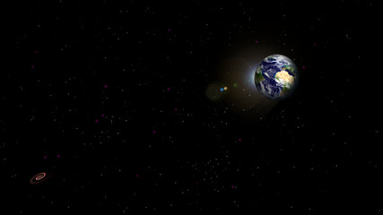 Planeta tierra en el espacio profundo