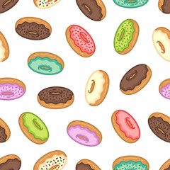 pattern seamless of donut in style flat, line, modern design. - vector illustration