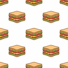 pattern seamless of sandwich in style flat, line, modern design. - vector illustration