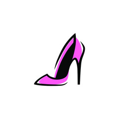 Abstract pink high heel shoe on white backdrop. Design element