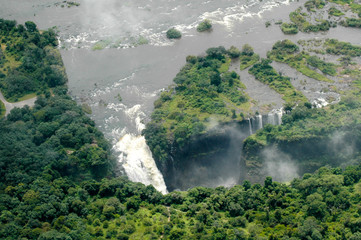 Aerial shot of Victoria Falls, Livingstone, Zambia