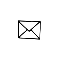 Black and white doodle envelope. Hand-drawn image for websites, banners, cards, designers.
