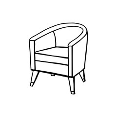 Black and white doodle chairs. Hand-drawn image for websites, banners, cards, designers.