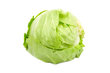Fototapeta premium Green cabbage isolated on white background, fresh iceberg lettuce