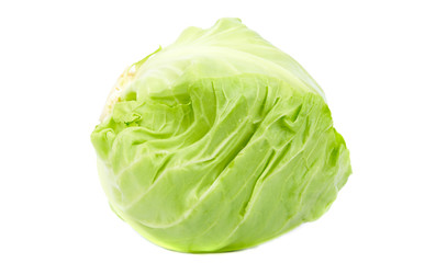 Fototapeta premium Green cabbage isolated on white background, fresh iceberg lettuce