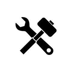 Hammer and wrench, repair icon, logo isolated on white background