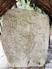 A very old Mayan stone tablet from the site of Coba located in the Mexican state of Quintana Roo.