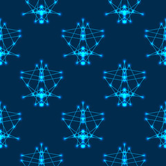 Pattern seamless pattern in the style of the tabs on a dark blue background. High-tech background texture technology. Vector illustration EPS 10.
