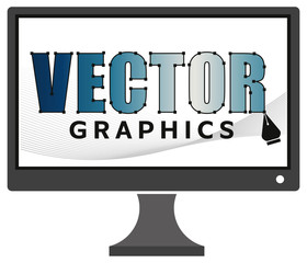 vector illustration drawing pen on computer screen