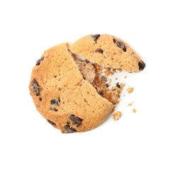 Tasty chocolate chip cookie isolated on white background