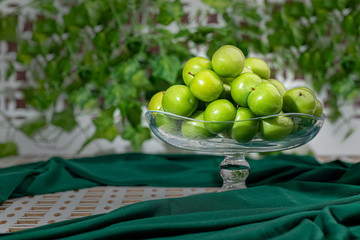 organic and green plum collected from nature