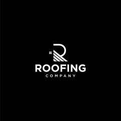 Geometric logo design of letter R and roofing industry with black background - EPS10 - Vector.