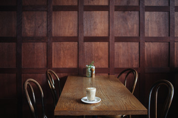 Cup of coffee in rustic cafe