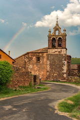 Fototapeta na wymiar Church of San Pedro in Madriguera, red village of the Riaza region province of Segovia (Spain)