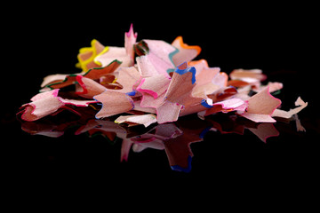 Pencil Shavings on a black background - 344624790