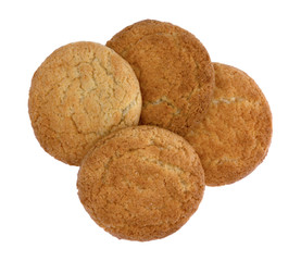 Four coconut flavor cookies on a white background