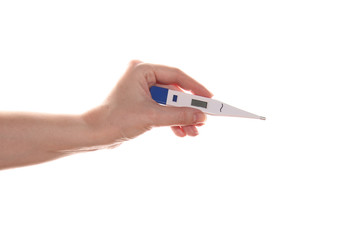 Electronic thermometer in a woman hand