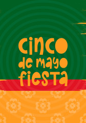 Cinco de Mayo in Mexico. Handwriting lettering. Style calligraphy for traditional Mexican holiday. Festive party. Design for holiday greeting card, invitation, poster, banner or background. Vector 
