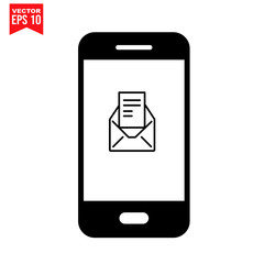 mobile phone with message email icon Icon symbol Flat vector illustration for graphic and web design.