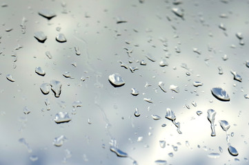 drying drops on the window left by the rain.close up.