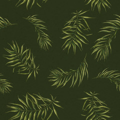 Seamless pattern with watercolor palm leaves. Pattern with tropical leaves. Watercolor summer background. Botanical illustration. Use it for packaging, wrapping, website design, wallpaper, textile.