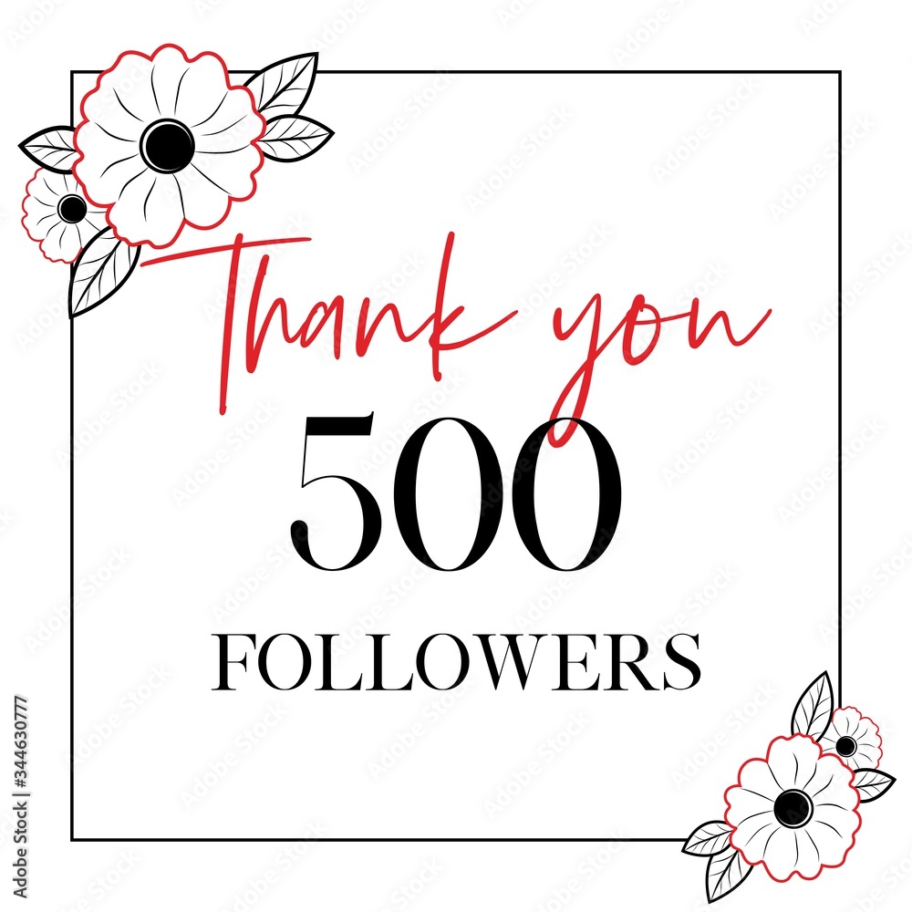 Wall mural thank you, 500 followers, social media vector design