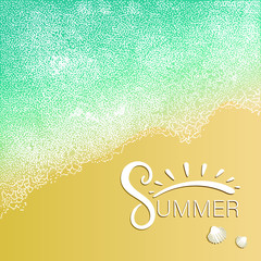 the inscription summer on the beach near the sea