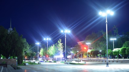Almaty city night view of Tole Bi street