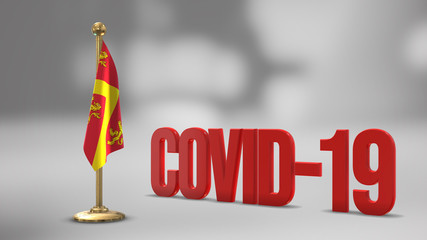 Anglesey realistic 3D flag and Covid-19 illustration.